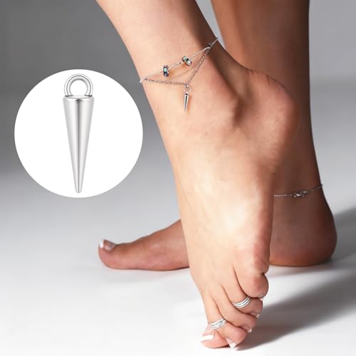 Cone Charm, Punk Style Spike Pendants with Small Hole, Glossy Gothic Dangle Cone Pendants Charm - color: Silver, alloy, 100pcs, 4 Sizes