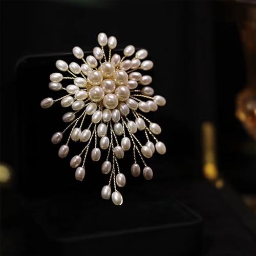 Flower White Pearl Brooch Pin for Women | Striking Large Pearl Flower Beads Statement Costume Pin Graceful Wedding Anniversary Prom Jewelry Gifts - style: Pearl3