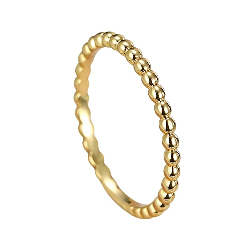 2MM Gold Stackable Rings Thin Band Rings Dainty Gold Rings for Women Trendy Beaded Twist Hammered CZ Stacking Rings 14K Gold Plated Rings for Knuckle Pinky Finger Jewerly Size 7 - size: Size 7