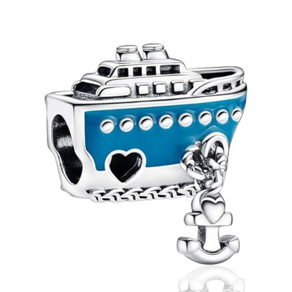 10 Pack Silver Bead Charms for Bracelets and Necklaces Pendant Dangle Beads Jewelry Gifts for Women Charm Set - color: Ocean