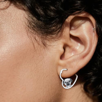 LES OSEWA Dog Animal Earrings Sterling Silver Animal Heart Hoop Dangle Earrings Cute Jewelry Gifts for Women - color: Pug
