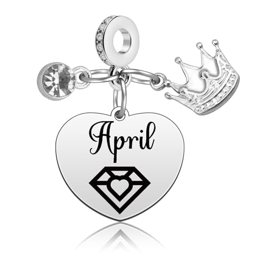 Birthday Gifts for Women Birthstone Charms for Bracelets Necklaces Jewelry Gift for Mom Wife Daughter Granddaughter Niece Sister Girlfriend - color: April