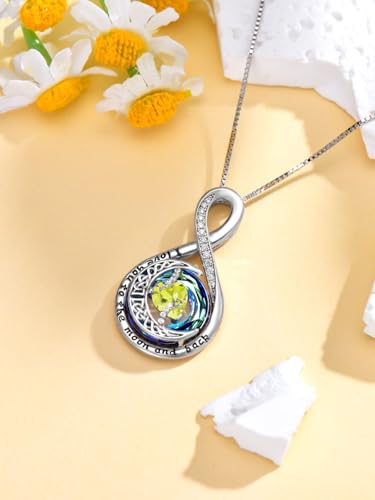 TOUPOP Birthstone Necklace for Women 925 Sterling Silver Moon and Star Pendant Necklaces I Love You to the Moon and Back Jewelry Anniversary Birthday Gifts for Her Wife Girlfriend Mom - color: 11-Nov-Citrine