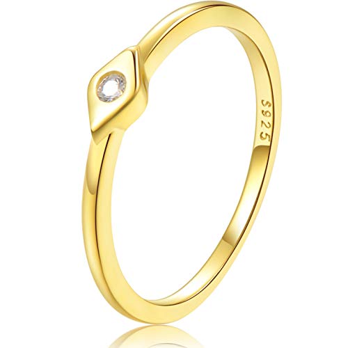 LEMON GRASS Sterling Silver Evil Eye Dainty Ring - color: 18K Yellow Gold Plating