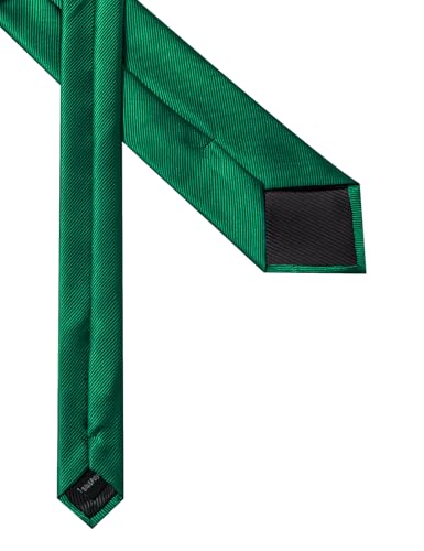 Solid Color Tie and Pocket Square with Tie Clip Lapel Pin Silk Formal Necktie Set Wedding Formal - color: Emerald Green