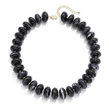 Elegance 11 designs Colorful Chunky Beaded Necklace for Women,Thick Acrylic Disc Bead Choker Statement Necklace Cute Trendy Necklaces Jewelry Gifts for Women - color: Black