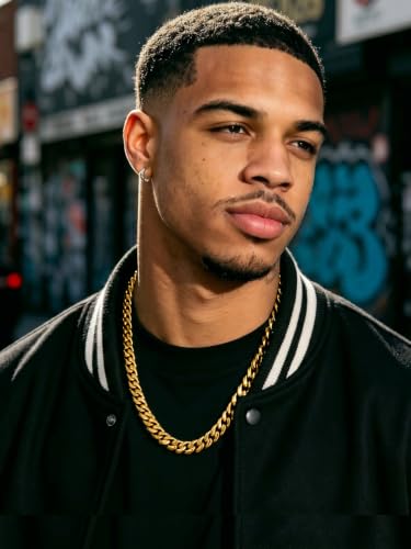 ChainsPro Stainless Steel Mens Cuban Link Chains, Hip Hop Miami Necklace | Daily Wear Jewelry with Gift Box, Silver/Gold Plated/Black, Sweatproof & Waterproof, Hypoallergenic Men Chains, No Tarnish - color: Gold