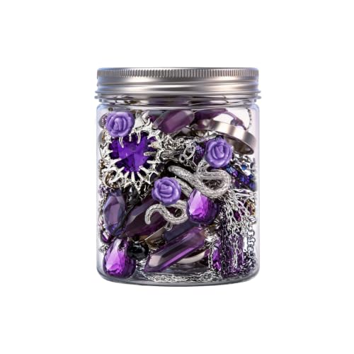 SMUOBT Mystery Jewelry Jar Bundle - Surprise Vintage Jewelry Box for Women,Gift Jewelry Set (Necklace, Earrings, Rings,Kracelet,Keychain) - Unique Birthday Gift for Women - color: Mystic Amethyst Purple