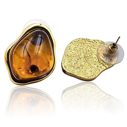 Vintage Stud Earrings, Luxury Geometric Maillard Earring Gold Plated Retro-Chic Studs Earrings， Vintage Unique Fashion Jewelry Gifts for Women