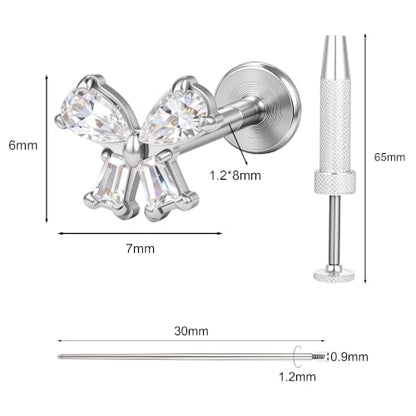 G23 Titanium Gold Filled 16G Cartilage Earring, 6mm 8mm - color: Butterfly, Silver, size: 8MM