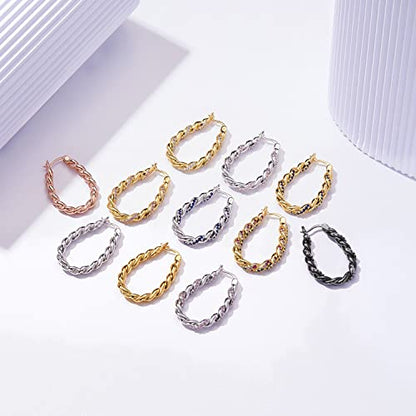 14K Gold Plated Hoop Earrings 925 Sterling Silver Post Earring for Women - color: White-White CZ