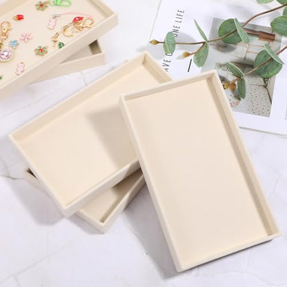 12 Pcs Velvet Jewelry Tray, 8.3x5x1 Inches Stackable Jewelry Drawers Organizer Trays JewelryStorage Display Trays for Necklace, Earring, Ring, Bracelet (Beige)