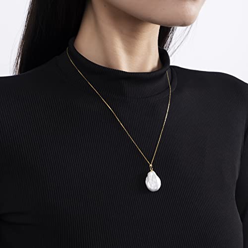 925 Sterling Silver Dainty Freshwater Cultured Pearl Choker Necklace White Genuine Real Pearl Charm Necklaces Jewelry Gifts for Her - color: Baroque-Gold