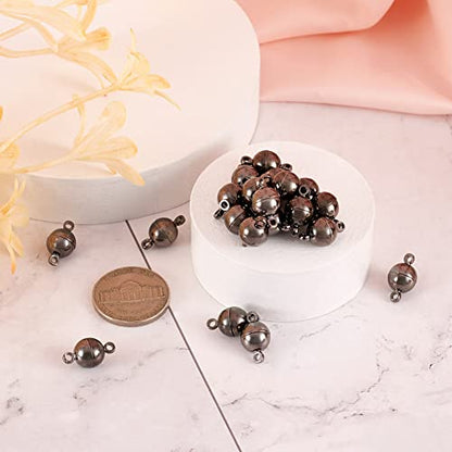 Craftdady 20 Sets Black Round Magnetic Clasps 14.5x8mm Magnet Converters Locking Clasps for Jewelry Bracelet Necklace Making Hole:1.6mm - color: GunMetal