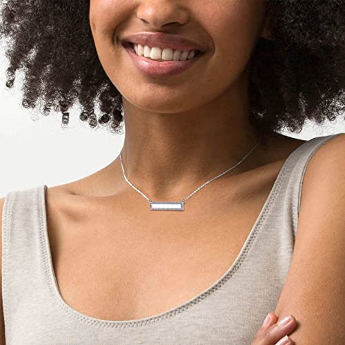 ChicSilver Customizable Vertical Bar Pendant Necklace 925 Sterling Silver Y Necklace Simple Fashion Jewelry Gifts for Women - style: G. Horizontal CZ Bar-Silver Engraving