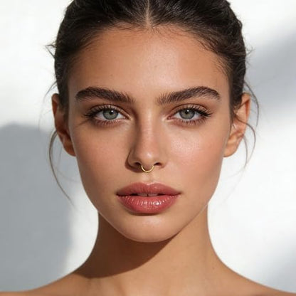 Fake Eyebrow Ring Fake Lip Labret Studs Replacement Balls Spike with 100pcs Sticker Non-Piercing Body Jewelry Fake Skin Piercing - color: C3 -Silver + Gold