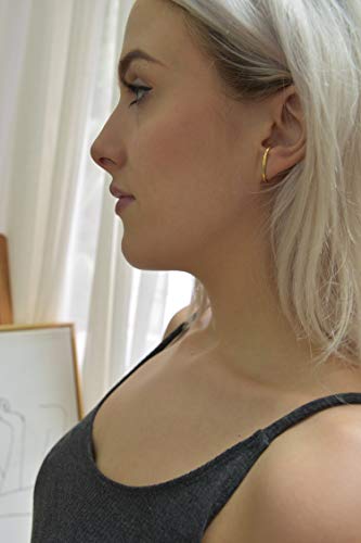 18K Gold Plated Sterling Silver Suspension Hoop Earring Ear Suspender Minimalist Ear Cuff Rose Gold Wrap Hoop Silver Huggie Earring - color: 18K Rose Gold Plated