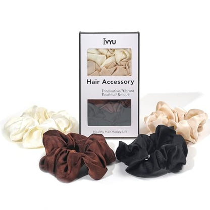 Hair Scrunchies for Women - Hair Ties No Damage Both for Thick Hair or Thin Hair Curl Hair No Crease Scrunchies Ponytail Holder No Hurt Your Hair - color: Light Brown