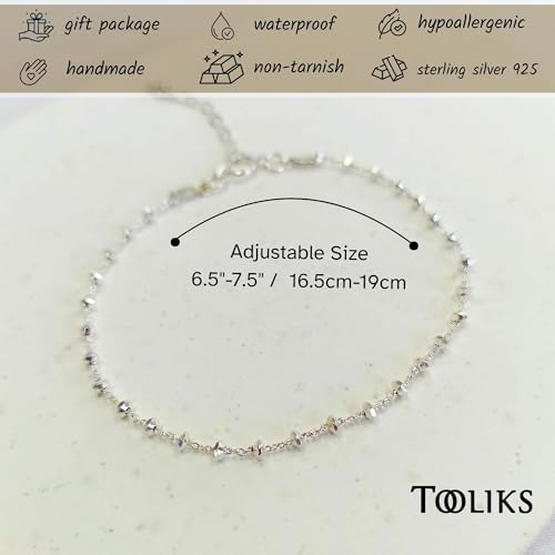 Sterling Silver Chain Bracelets for Women - Dainty 925 Silver Adjustable Bracelets, Minimalist Layering Jewelry, Stackable Chain Styles - style: P