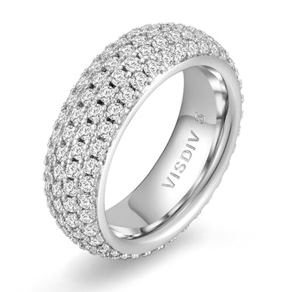 925 Sterling Silver Wedding Rings for Women Promise Engagement Non Tarnish Bands Rings CZ Cubic Zirconia Chunky Eternity Statement Wide Rings for Her