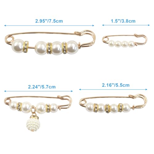 8 PCS Pearl Brooch Pins, Faux Pearl Rhinestones Brooches, Secure Safety Pins for Dresses, Sweaters, Scarves & Cardigans - color: Style 1