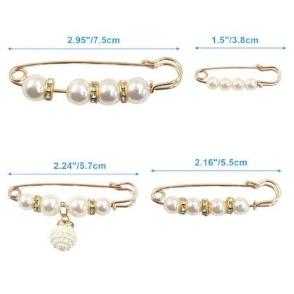 8 PCS Pearl Brooch Pins, Faux Pearl Rhinestones Brooches, Secure Safety Pins for Dresses, Sweaters, Scarves & Cardigans - color: Style 1