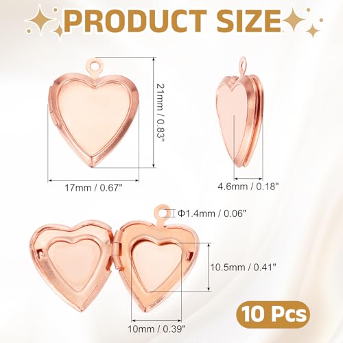 MECCANIXITY Custom Photo Locket Charm, Copper Retro Picture Locket Pendants for DIY Memorial KeyChains Necklace Bracelet Jewelry Making - color: Rose Gold, style: Small Simple Heart