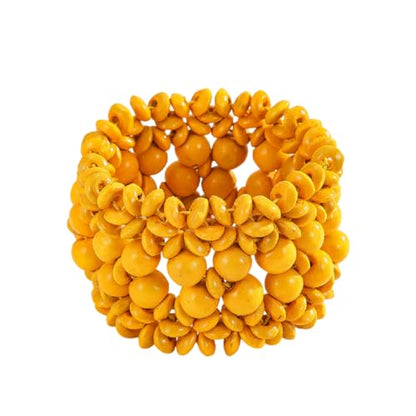 Bohemian Multicolor Natural Wooden Beads Woven Stretch Bracelets Retro Thick Coconut Shell Wood Beaded Elastic Wristband Bracelet Wide Chunky Ethnic Bangles for Women Holiday Jewelry Gifts - style: StyleD