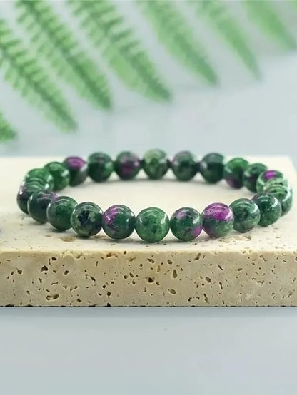 Red Green Natural Stone Bracelet - Quartz Lava Tiger Eye Beads for Women Men, Adjustable Yoga Stress Relief Jewelry, Creative Couple Gift