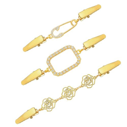 Vintage Sweater Clips Shawl Dresses Shirt Clips Retro Cardigan Collar Chain Clips Brooch Pins for Women - style: Style 9