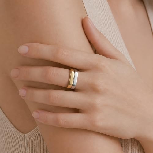 PCY Stainless Steel Gold Plated Men Women Band Ring - color: 4mm Gold CFX