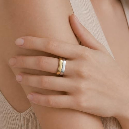 PCY Stainless Steel Gold Plated Men Women Band Ring - color: 4mm Gold CFX
