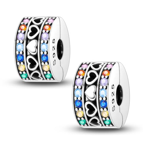 Pandach 925 sterling silver Clip Spacer Charm for Bracelet Clip Lock Stopper Bead Spacer European Openable Beads 2Pcs - style: 2-KJC781