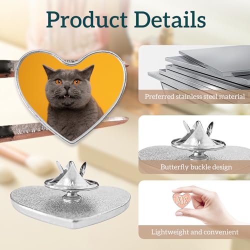 Custom Pins with Logo - Customized Buttons for men Women Customized pin - color: Heart and Silver