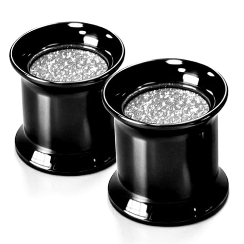 WBRWP 2pcs Hollow Gold Stainless Steel with Zircon Ear Plugs Tunnels - Ear Expander - Ear Gauges Stretcher Body Piercing Jewelry 8g-5/8 - color: Black with Silver Shining Inside