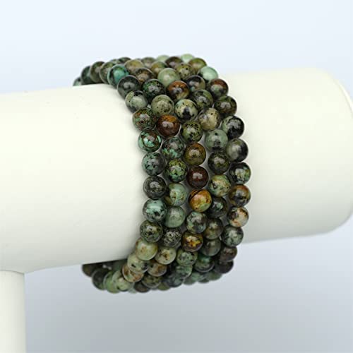 Angelstones Gemstones 6mm Round Beads Healing Crystal Bracelet for women | Natural Gemstone, Handmade Gifts for Women, Healing Crystal Round Beaded Stretch Bracelets, Unisex Jewelry for Women and Men - color: African Turquoise