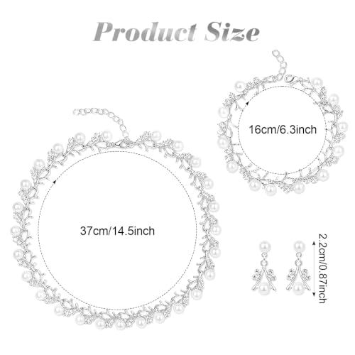 Heliltd Rhinestone Pearl Jewelry Set for woman - color: Sliver