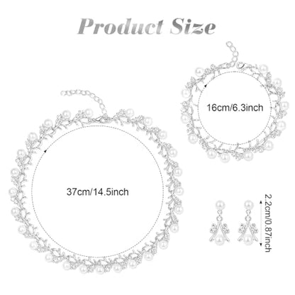 Heliltd Rhinestone Pearl Jewelry Set for woman - color: Sliver