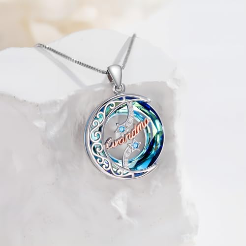 925 Sterling Silver Necklace Gifts for Women Crystal/Opal Jewelry Pendant Christmas Birthday Gift - style: Crystal-Grandma