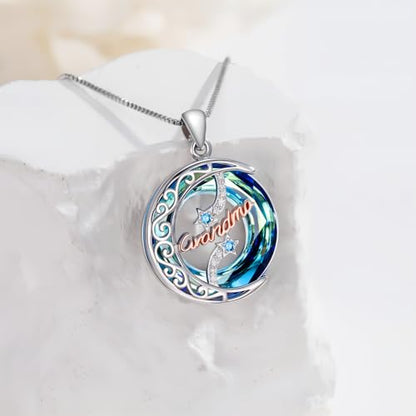 925 Sterling Silver Necklace Gifts for Women Crystal/Opal Jewelry Pendant Christmas Birthday Gift - style: Crystal-Grandma