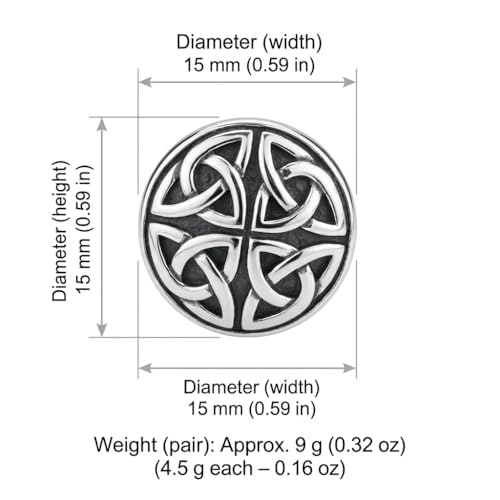 Alexander Castle Men's Cufflinks 925 Sterling Silver Oxidized Celtic - 15mm Round Celtic Trinity Cuff Links with Jewelry Gift Box