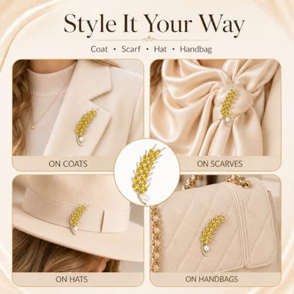 Brooch Pin for Women Rhinestone Peacock Crystal Delicate Animal Brooch Lapel Pins Girls Fashion Jewelry Gift for Christmas Brooch Birthday Jewelry Gift - style: Yellow wheat