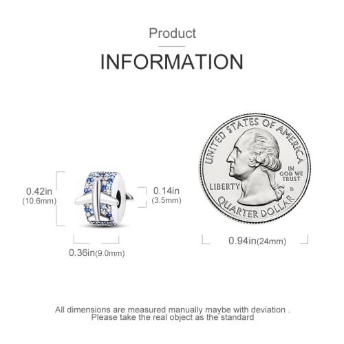 Parmuz Clip Spacer Charm for Bracelet 925 Sterling Silver Stopper Beads | Pave Lock Stopper Charm for Necklace Pink Daisy Butterfly Cubic Zirconia Openable Beads Jewelry Gift for Woman - color: 2pcs flight clip charm