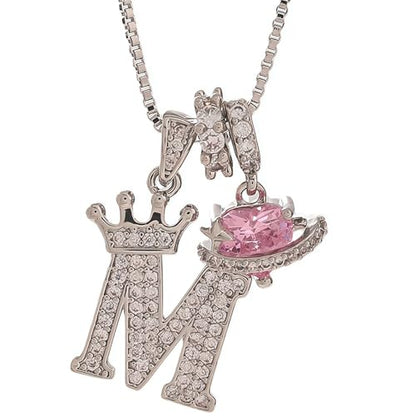18K Gold & Silver Plated Initial Necklaces for Women - color: M-Silver