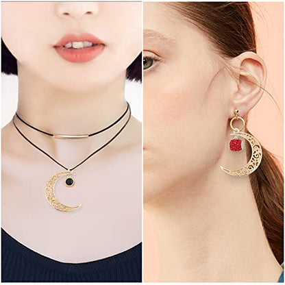 40pcs Hollow Moon Charms Alloy Crescent Pendants Celestial Dangle Charms for DIY Bracelet Necklace Jewelry Making, 40x28mm(Light Golden) - color: Kc Gold