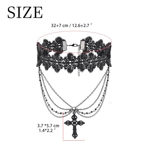 MILAKOO Lace Tattoo Choker for Women Elegant Goth & Elegant Necklace Collarbone Pearl Pendant Collar - color: Black D