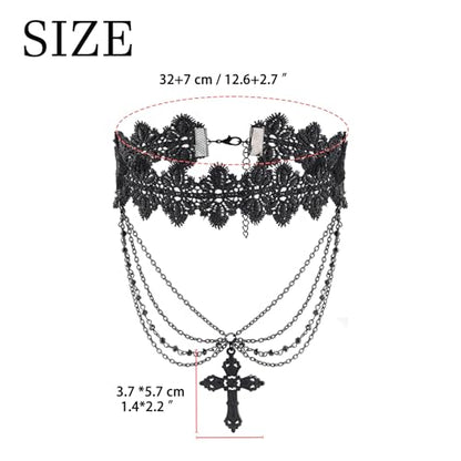 MILAKOO Lace Tattoo Choker for Women Elegant Goth & Elegant Necklace Collarbone Pearl Pendant Collar - color: Black D