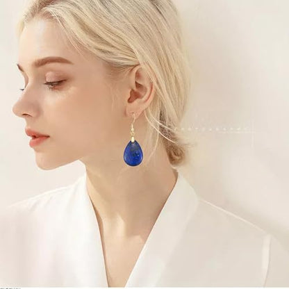 Boho Multiple Style Natural Stone Earrings for Women Unique Healing Gemstone Energy Hypoallergenic Lightweight Dangle Drop Earrings Multiple Styles Earrings Jewelry for Birthday Party Gift - style: Lapis Lazuli