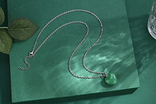 QINJIEJIE Green Aventurine Heart Necklaces Healing Crystals Love Gifts | Love Real Crystal Reiki Energy for Women Mothers Day Gift Green Aventurine Necklaces Jewelry Heart Gifts for Christmas - color: Green Aventurine