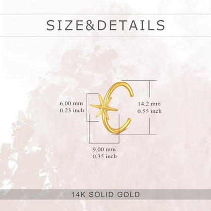 KECHO 14K Gold Ear Cuff Earrings Hypoallergenic Non Piercing Cartilage Earring Jewelry Gifts for Women - style: Star